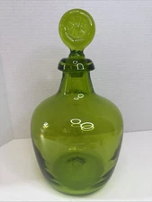 Blenko Glass Decanter 12” Oilve Americana Collection 1976