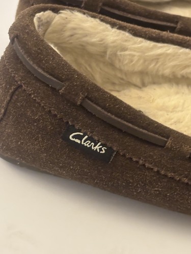 Clarks Women's Suede Nancy Slip On Lined Comfort Moccasin Slippers Brown Size 7 - Picture 6 of 11