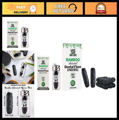 Dental Floss 8pcs Refill, Bamboo Charcoal Woven Thread, Unflavored, Eco-Friendly