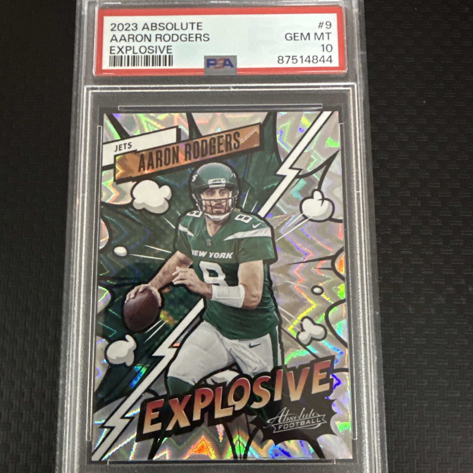 2023 Absolute Aaron Rodgers Explosive #9 Jets PSA 10