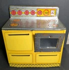 Sunny Suzy Vtg Tin kitchen Oven Retro Tin Toy Wolverine Doll Yellow Mid Century
