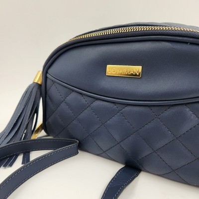 Joy & Iman CrossBody Bag Purse Diamond Quilted Leather Sage Blue w/Tassle READ!