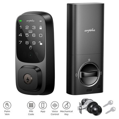 ARPHA Palm Vein Keyless Smart Door Lock Biometric APPKeypad Deadbolt WiFi+Handle