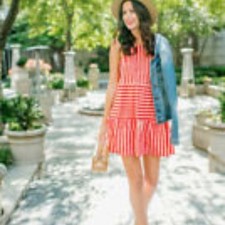 Asos red tan stripe spaghetti strap sundress womens sz 10