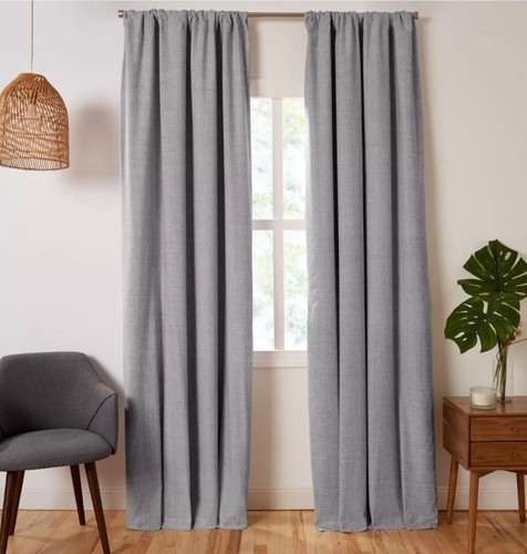 Gap Home Lined Cross-Hatch Organic Cotton Darkening Rod Pocket Curtain Pair - Picture 5 of 5