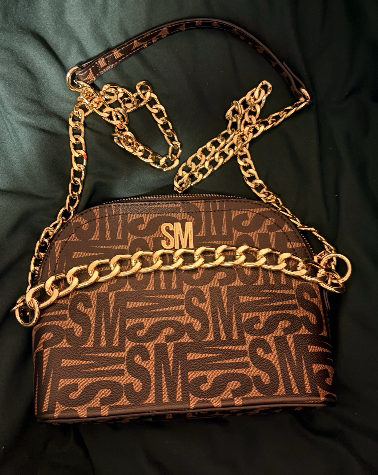 Steve Madden Basha B Crossbody Bag in the warped logo-print brown