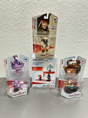 Disney Infinity Lot Captain Jack Sparrow,Mater,Randy, & Display Case New