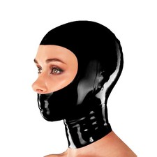 Black Unisex Latex Hood Open Face Rubber Mask for Cosplay Fetish Clubwear 0.4mm