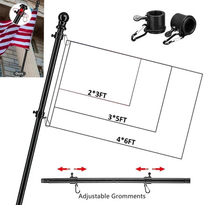 BRANDED Palo Bandiera Telescopico 360° 1,8M Staffa da Parete Rotante Acciaio Decorazione Esterno