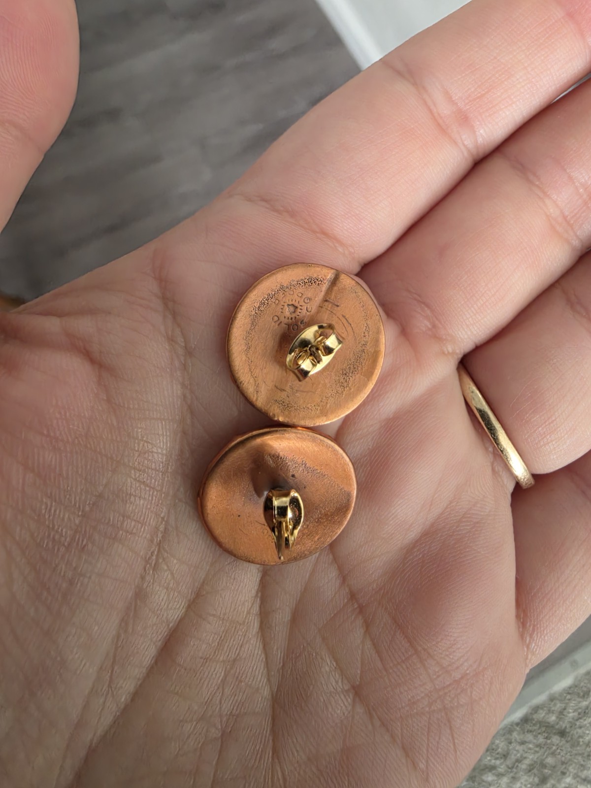 Artisan Made Copoer Solid Stud Pierced Earrings S… - image 3