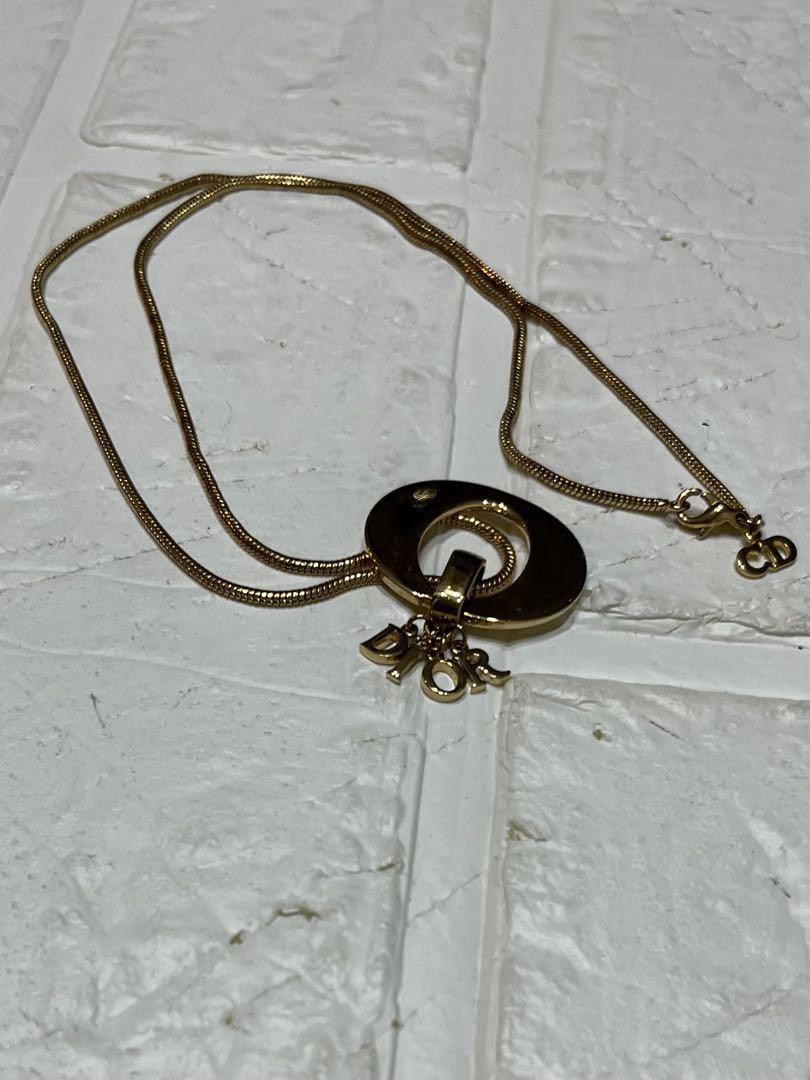 アクセサリー Dior Vintage Trotter Logo Gold Necklace Authentic Vintage Dior Oblique Silver Trotter Necklace
