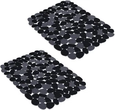 Yolife Pebble Kitchen Sink Mats, PVC Protectors 15.8inch*12inch, Black 