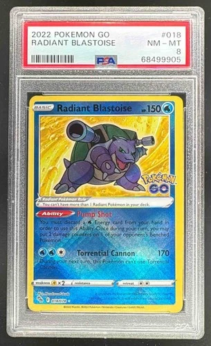 68499905 Radiant Blastoise 2022 Pokemon Sword & Shield Pokemon GO #018 PSA 8