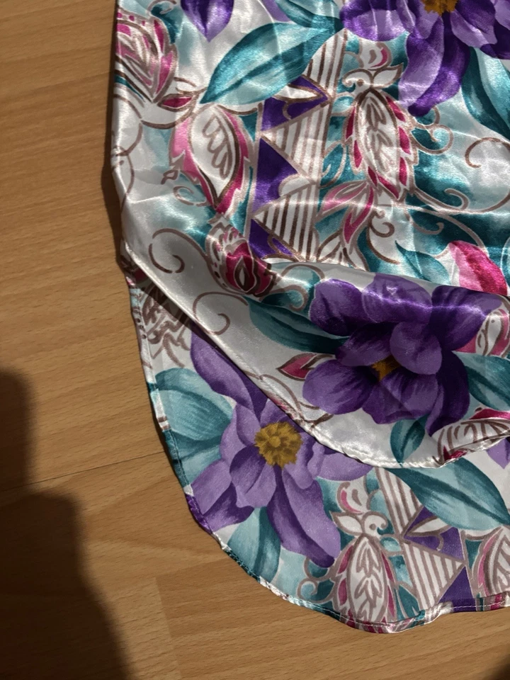 Sommerkleid Gr. 42 Weiß Trägerkleid Damenkleid Blumenmotiv lila türkis - Bild 2 von 4