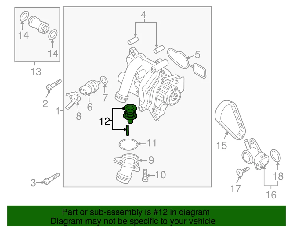 Termostato refrigerante motor Volkswagen genuino 06H-121-113-B Foto 2 de 4