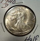1946-D  Walking Liberty 90% Silver Half Dollar Denver Mint, BU
