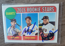 Reyes Moronta/ Jones/Gomez Signed 2018 Heritage Baseball Card #16 Giants