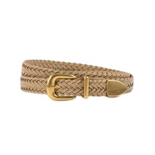 Women's Braid Leather Belt,Skinny Woven Waist Belt with Gold Buckle,Dress and...