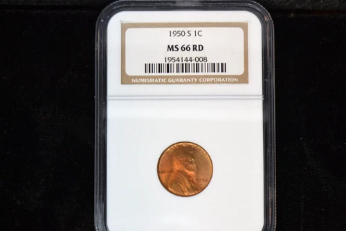 1950-S Lincoln Cent- NGC MS-66 RD- Lovely Coin!