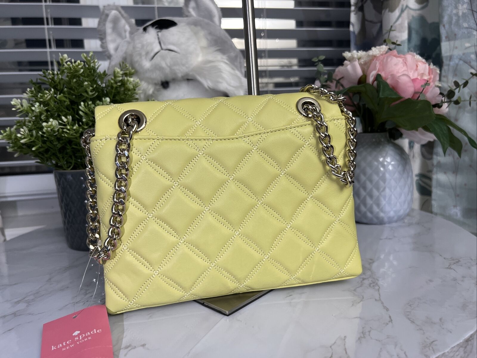 Kate Spade Payton Medium Top Zip Satchel Crossbody Yellow Frosty Lime  Leather