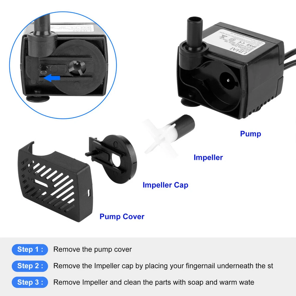 Teichpumpe Springbrunnen Aquarium Brunnen Leise Tauchpumpe Zimmerbrunnenpumpe - Bild 4 von 4