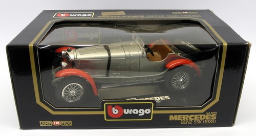 Burago 1/18 Scale Diecast 3009 Mercedes Benz SSK 1928 Silver Red Model Car - Bild 3 von 3