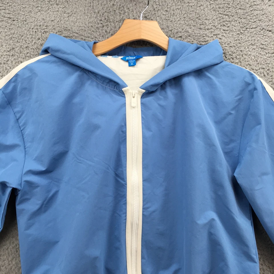 Prince Pickle Ball Cropped Hoodie Jacket Womens XL Blue Zip Up Crew Neck Casual - Image 3 of 4