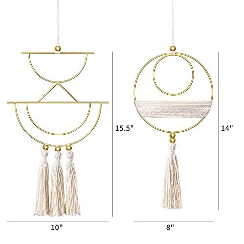 2 Pcs Macrame Wall Hanging Boho Decor Cute Home Wall Art Christmas Small Ivory - Picture 6 of 6