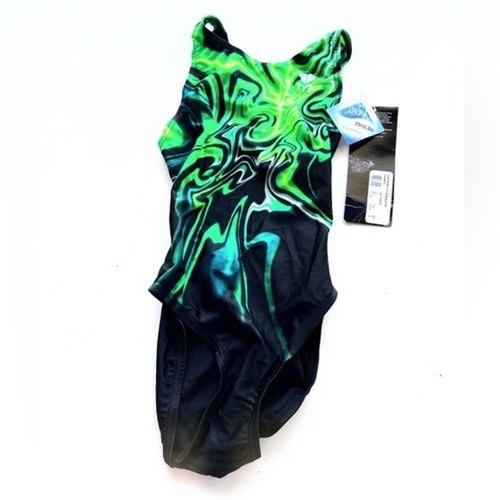 TYR Girls Northern swimsuit performance lets green size 8.