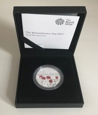 COIN SILVER PROOF REMEMBRANCE DAY 2017 5 POUND BOXED COA