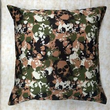 Camouflage Skull Cushion Cover Decorative Case fits 18" x 18" Cotton Army Camo