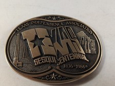 1986 Texas Sesquicentennial Belt Buckle Solid Brass Anniversary Sealed NOS 
