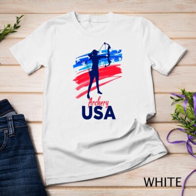 Womens Archery Support Team Flag USA Archer American T-Shirt Unisex T-shirt