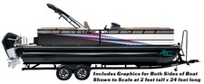 Purple Blue White Grey Curves Vinyl Graphic Decal Bass Fishing Pontoon Wrap Boat