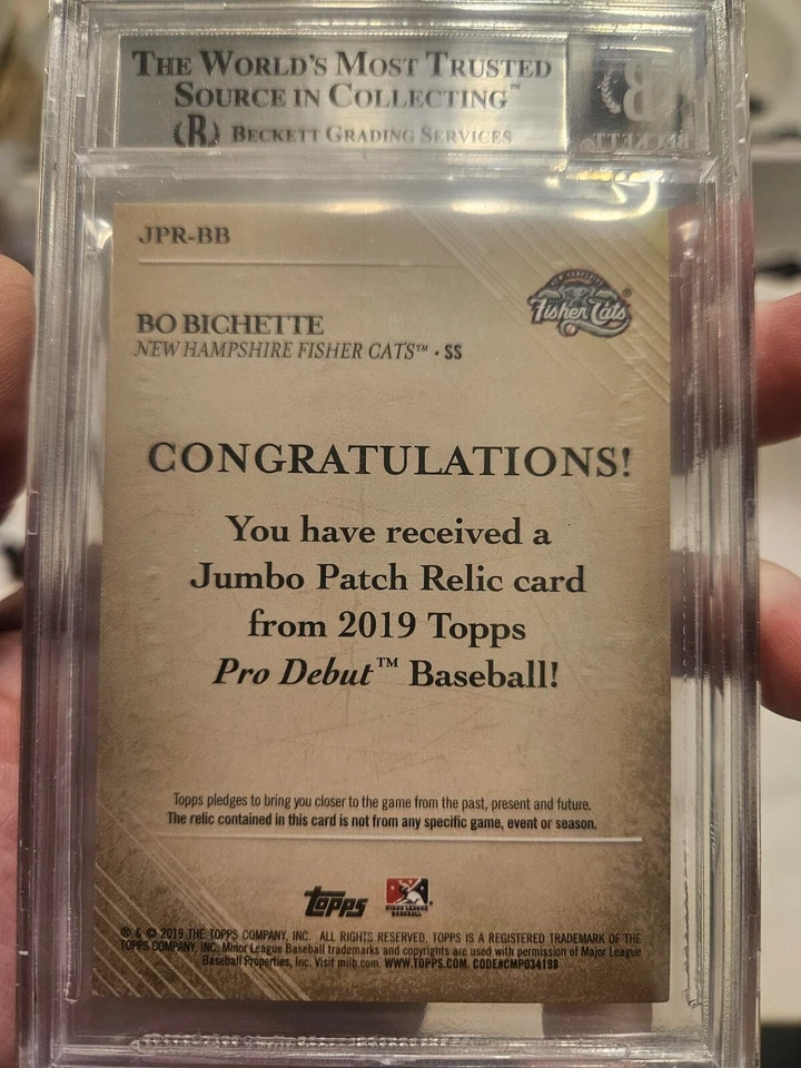 2019 TOPPS PRO DEBUT BO BICHETTE GAME WORN PATCH MLB #d 1/1 - TORONTO BLUE JAYS - Image 3 of 3