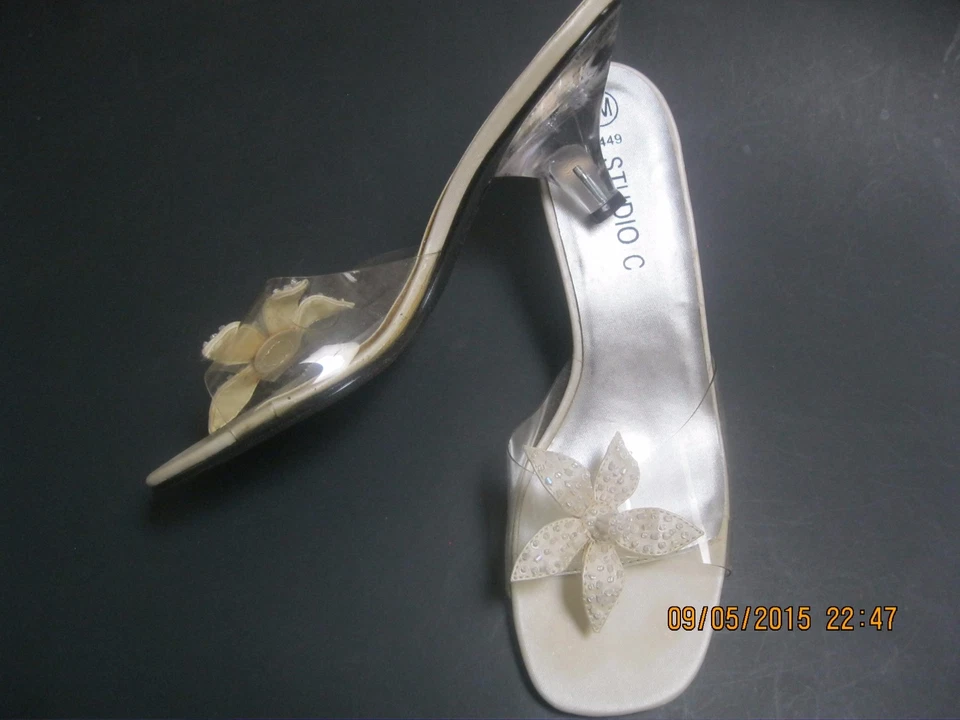 Studio C Bridal Wedding Prom Party shoes size 8M - Ivory open toe - Image 2 of 3