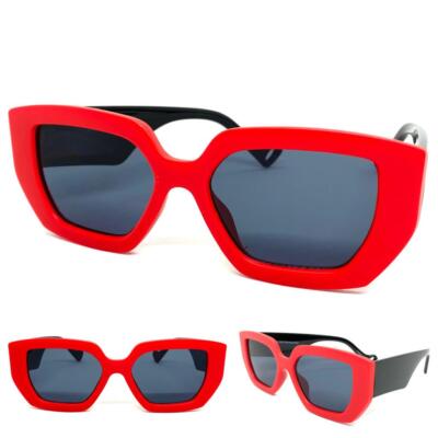 High Quality Oversized Chunky Retro Red  And Black Sunglasses Oversize Classy Elegant Retro SUNGLASSES Large Black & Red  main image 2