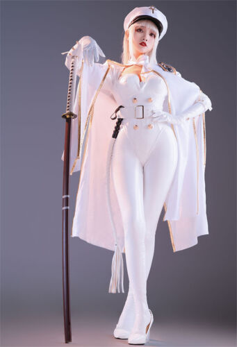 Ensemble de lingerie sexy femme inquisiteur costume d'officier costume blanc avec chapeau manteau - Photo 1 sur 17