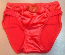 Women Panties,Briefs Bikinis "Selina" Size XXL Red Satin Silky W/Net Decoration