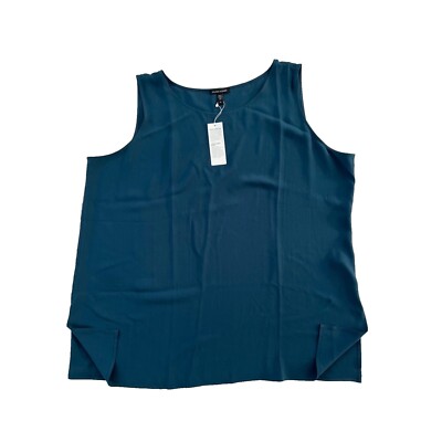 Eileen Fisher Silk Georgette Crepe Ballet Neck Tank Alpine ( 2X )