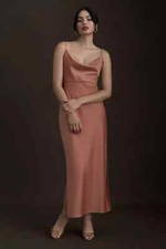 BHLDN EVENING FORMAL DRESS 12 SEDONA ORANGE COWL NECKLINE ANTHROPOLOGIE NWT $168