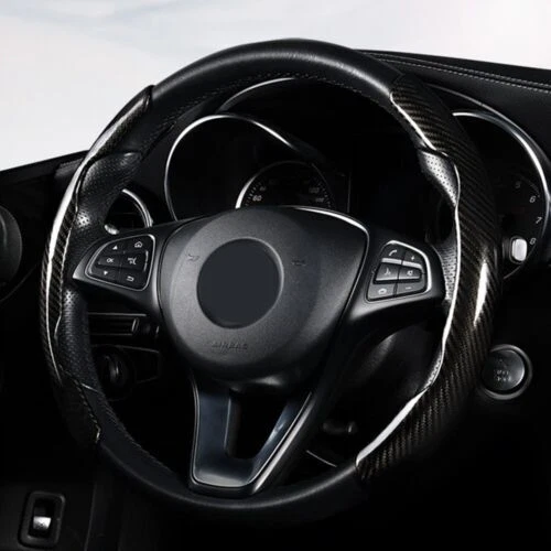 2 piezas para Ford hágalo usted mismo volante elevador cubierta accesorios fibra de carbono negro Foto 2 de 4