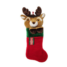 22" VINTAGE SANTA'S BEST REINDEER RED CHRISTMAS STOCKING STUFFED ANIMAL PLUSH