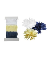 LITTLE B Pull Flowers MINI CREAM WHITE  INK BLUE MUMS - 3 Spools/6yds Total