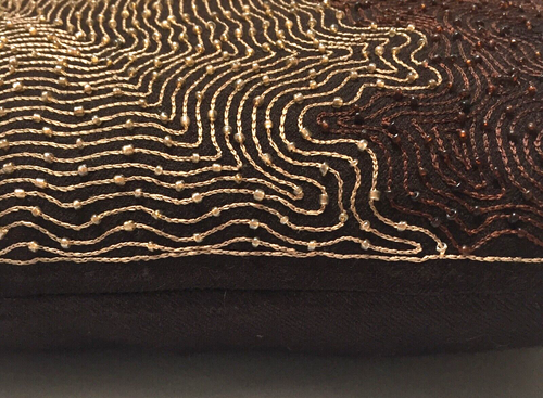 Anke Drechsel Cushion Unikat Meisterstück Embroidered Cashmir Kissen Braun Gold - Bild 3 von 11