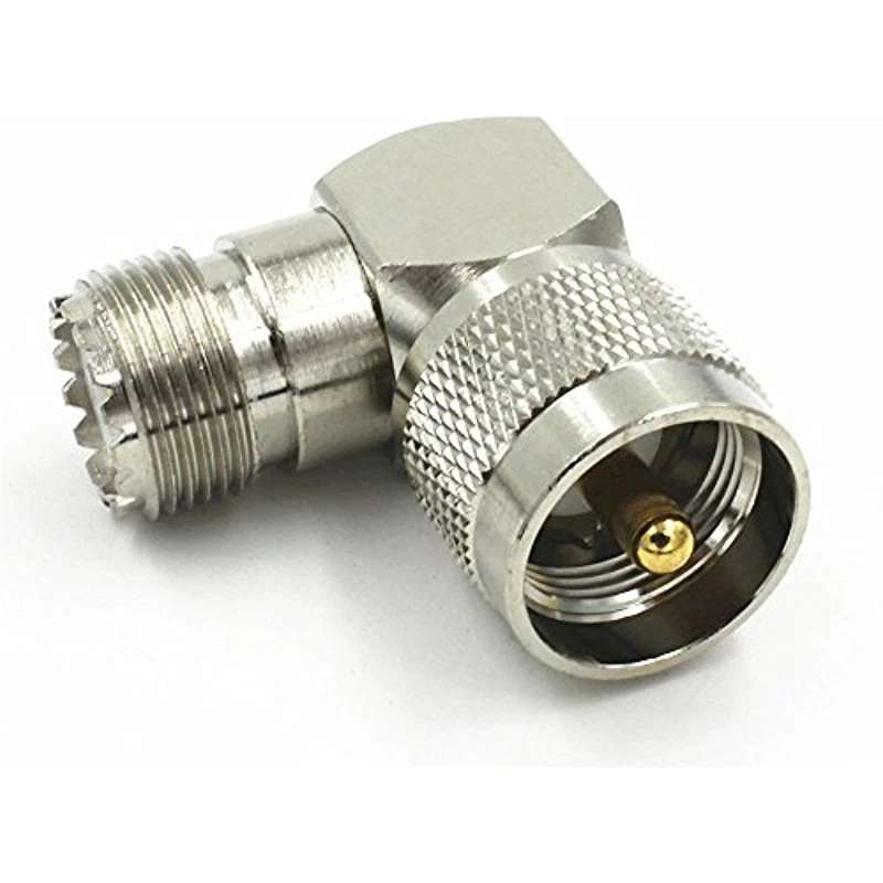 1pc UHF PL-259 Male plug to UHF SO-239 Female right angle RF Connector Adapter - Image 1 of 1