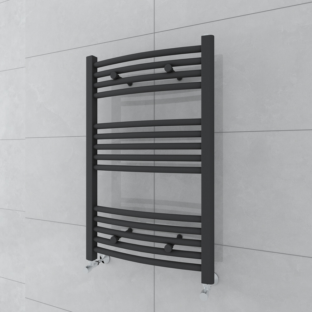 Contemporary Bathroom Curved Heated Towel Rail Radiator Rad 800 x 500mm Grey
