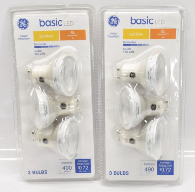 GE Basic LED Indoor Flood Light GU10 120 volt Soft White Qty. 6 Bulbs
