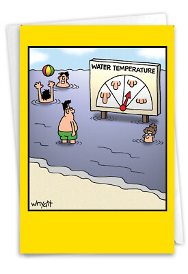 1 Funny Birthday Card with Envelope - Water Temp Tim Whyatt 8323