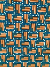 American Flag - Quilt Shop quality Cotton Fabric on Blue Background - 1/2 yd
